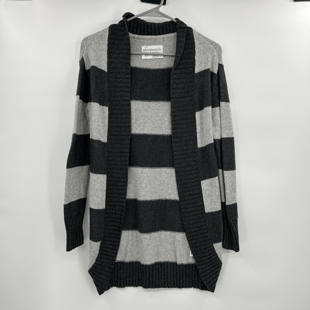 VTG Aeropostale Y2K Womens Cardigan Sweater Sz S Gray Grunge Indie Sleaze 2000s - Picture 1 of 8